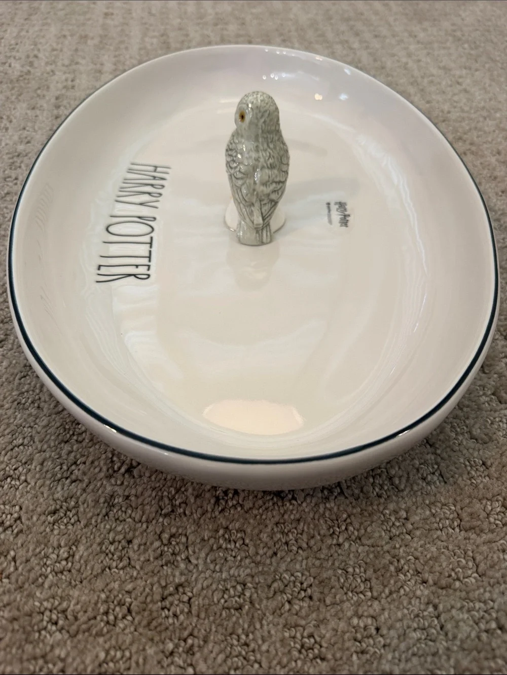Rae Dunn Harry Potter White Ceramic Serving Platter with Hedwig Owl Accent